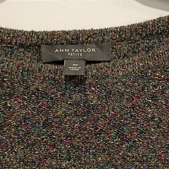 Ann Taylor Multicolor Metallic Crew Neck Holiday Sweater Size Petite Medium - Picture 2 of 5